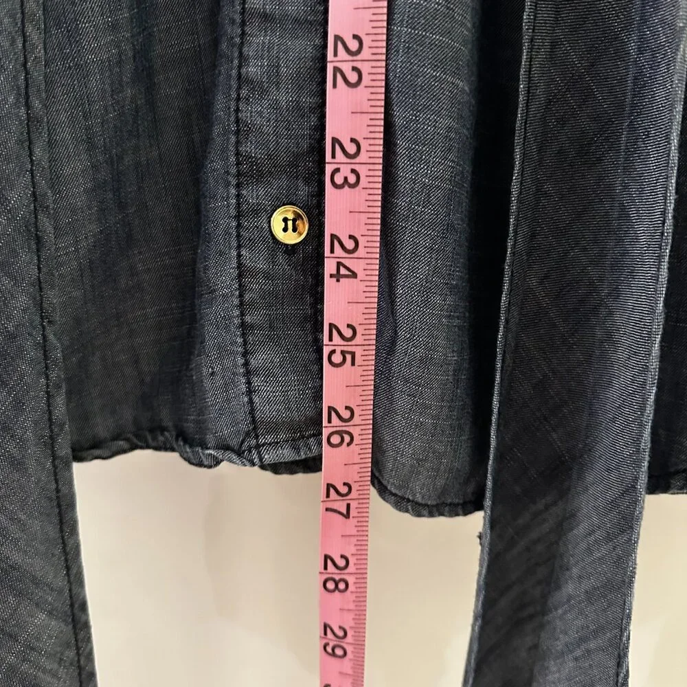 Trina Turk Deep Denim Shirt with Neck Ties - Size Large- Barely Worn - Picture 6 of 8